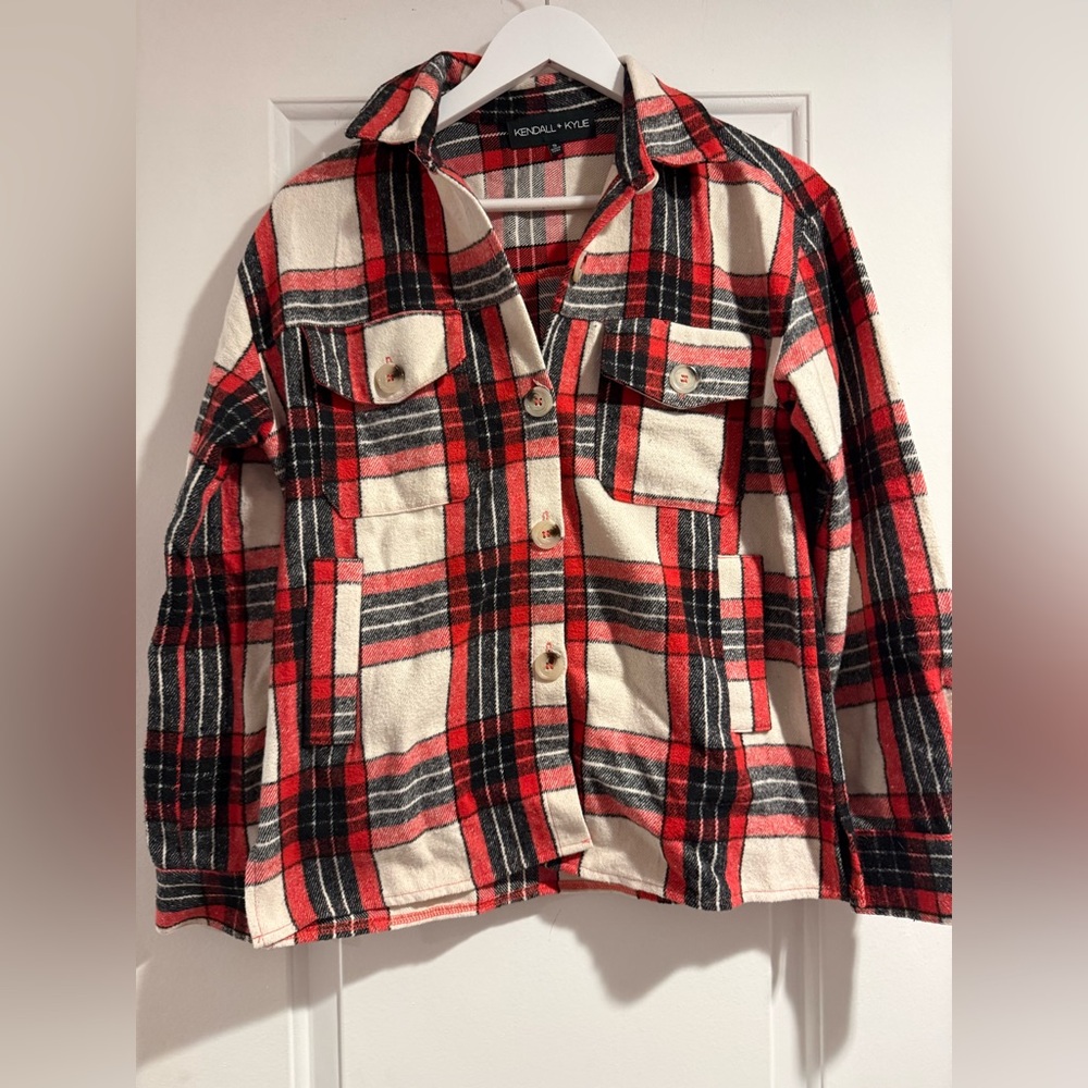 Kendall & Kylie Red and Black Plaid Shirt